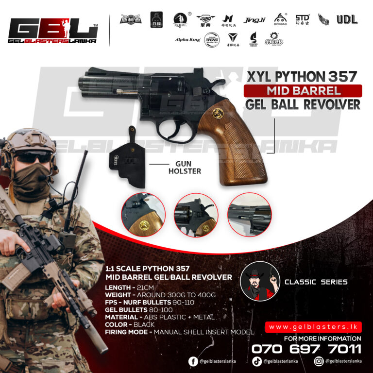 XYL Python 357 Mid Barrel Gel Ball Toy Revolver - Gel Blasters Lanka