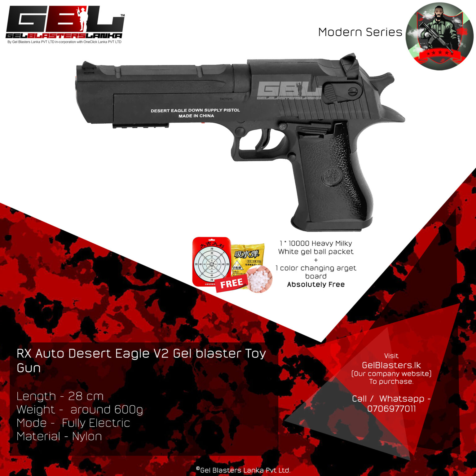 RX Auto Desert Eagle V2 Gel blaster Gel Blasters Lanka
