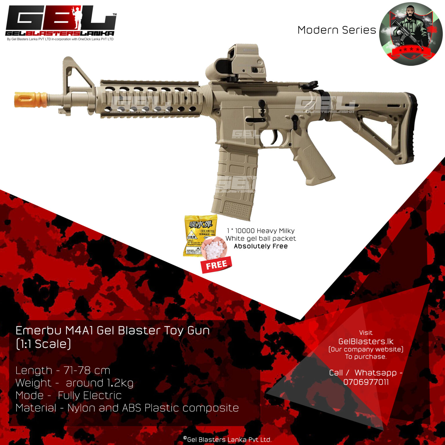 Emerbu M4A1 Gel Blaster Toy Gun Gel Blasters Lanka