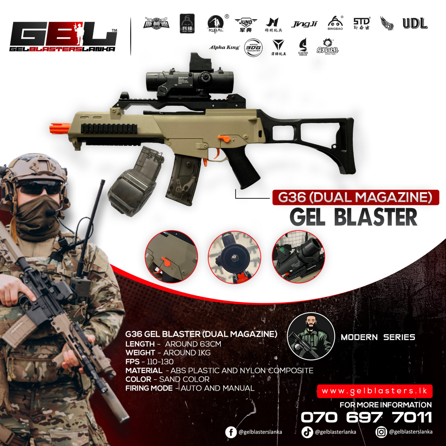 G36 Dual Magazine Gel Blaster - Gel Blasters Lanka