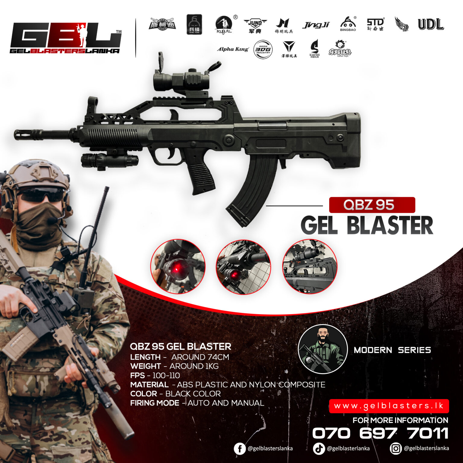 QBZ 95 Gel Blaster (1:1 Scale) - Gel Blasters Lanka