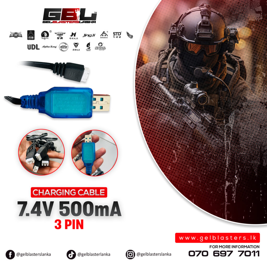 7.4V 500mAh 3 Pin Charging Cable - Gel Blasters Lanka