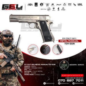 XY Colt 1911 Metal Manual toy gun Silver (1:1 Scale)
