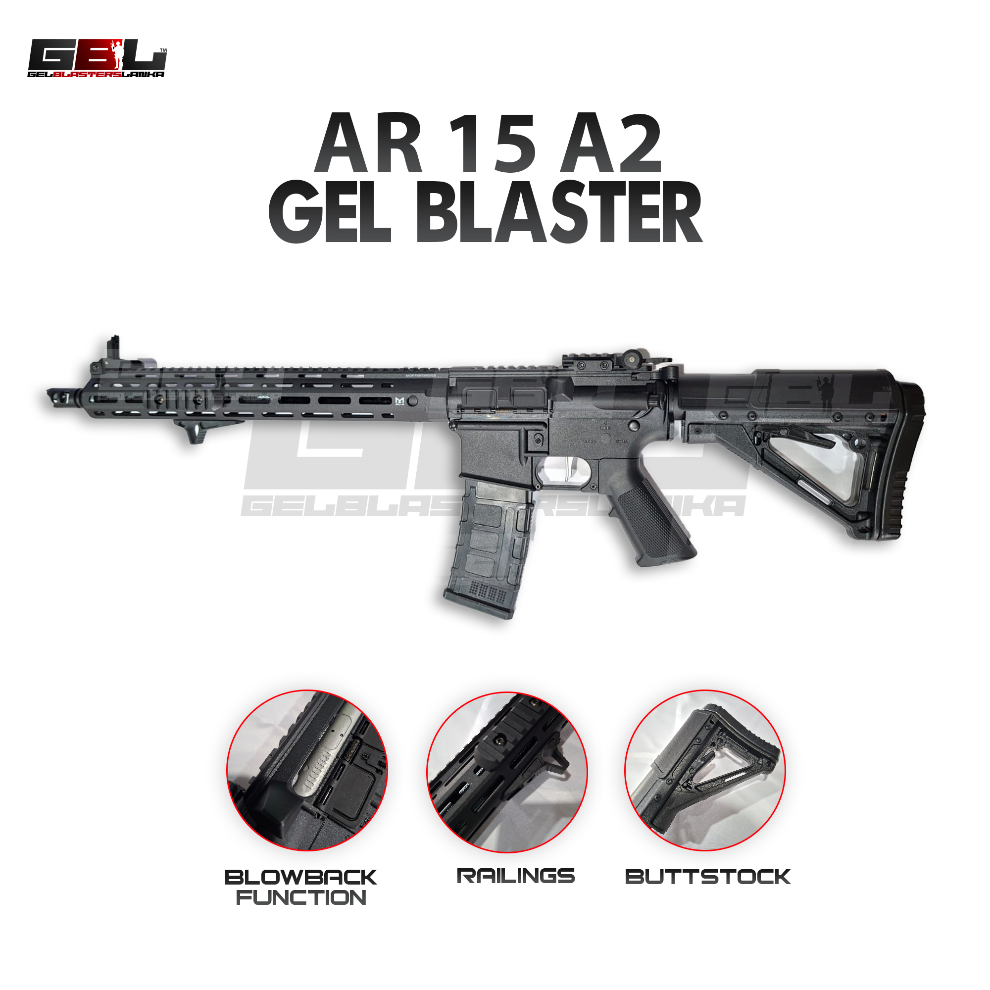 AR15 A2 Semi metal Gel blaster (1:1 Scale) - Image 2