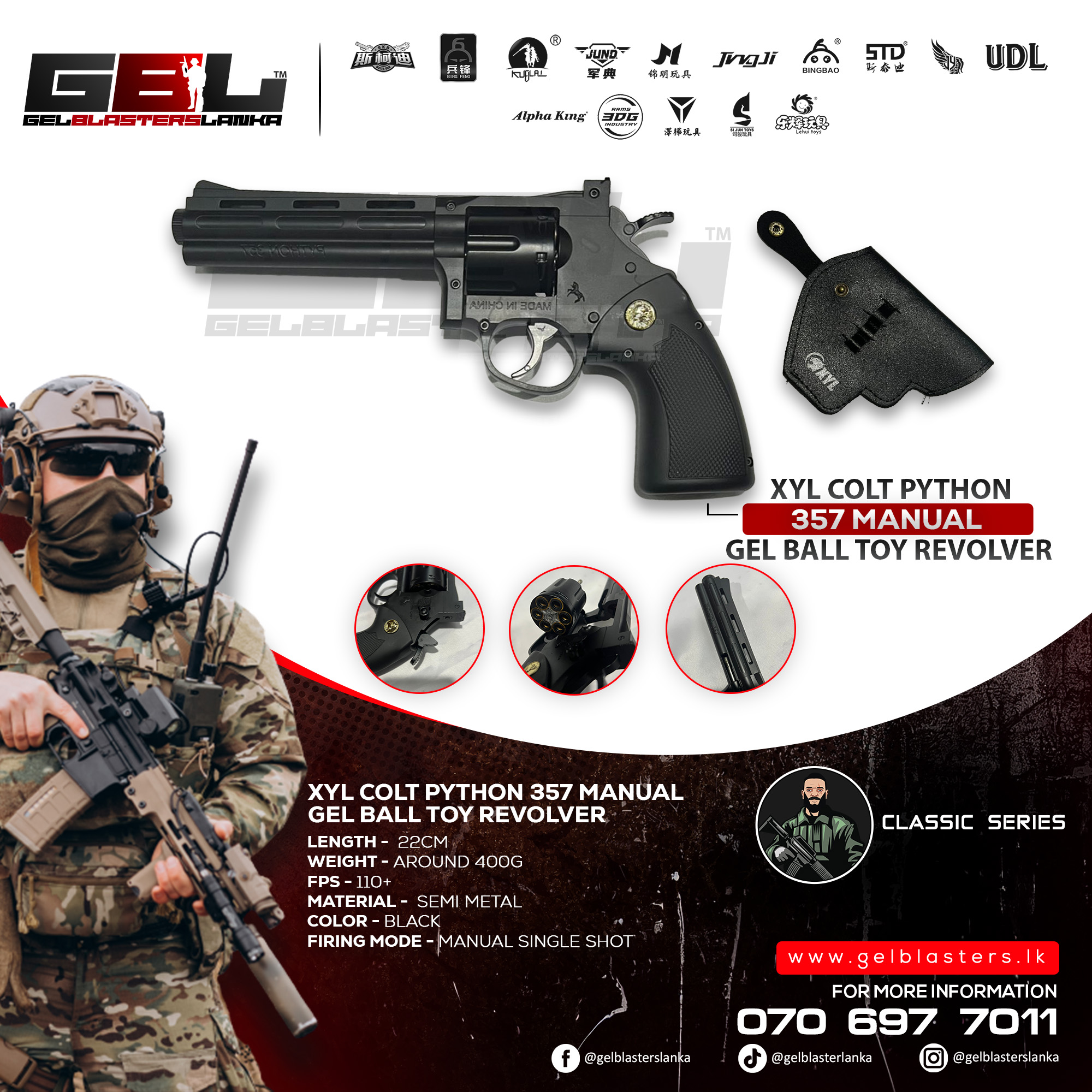 XYL Python 357 Long Barrel Gel Ball Toy Revolver