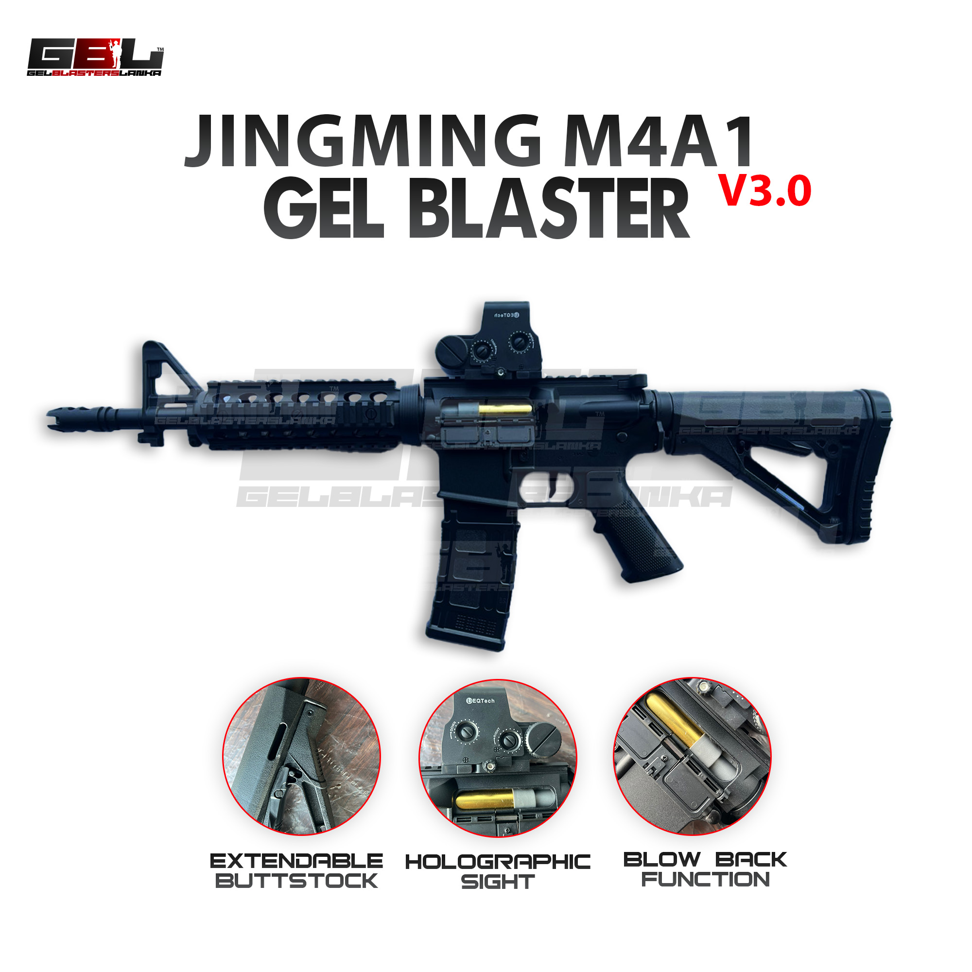 JM M4A1 3.0 Gel Blaster (Nylon Gear 1:1 Scale) - Image 2