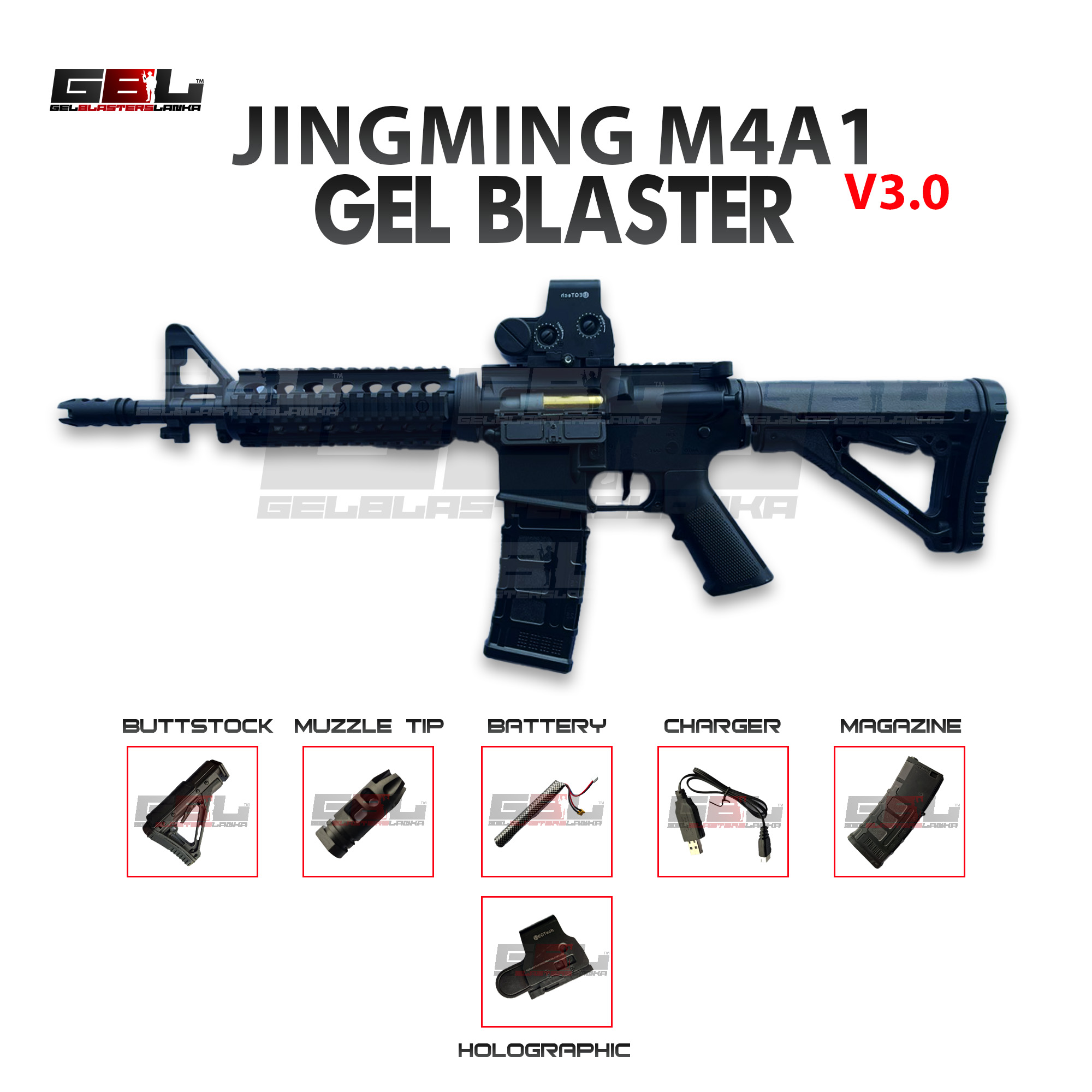JM M4A1 3.0 Gel Blaster (Nylon Gear 1:1 Scale) - Image 3